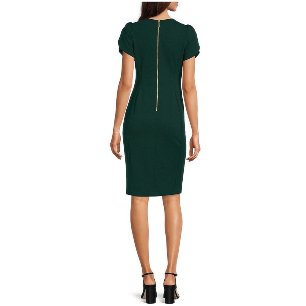 NWOT Calvin Klein Green Tulip Sheath Dress Green with Gold Back Zipper - Picture 2 of 9